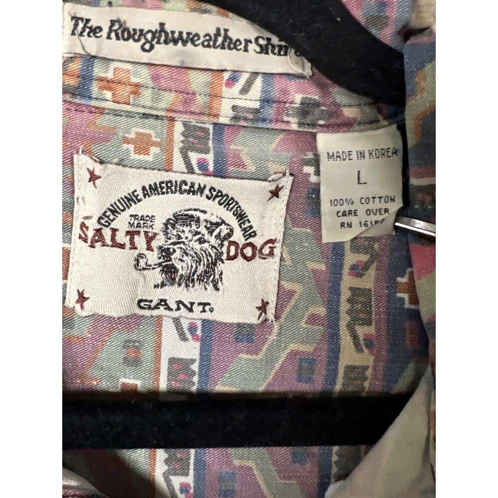 Vintage Gant Salty Dog Southwestern Aztec Button Up Shirt Men’s L Cotton USA - Picture 5 of 5